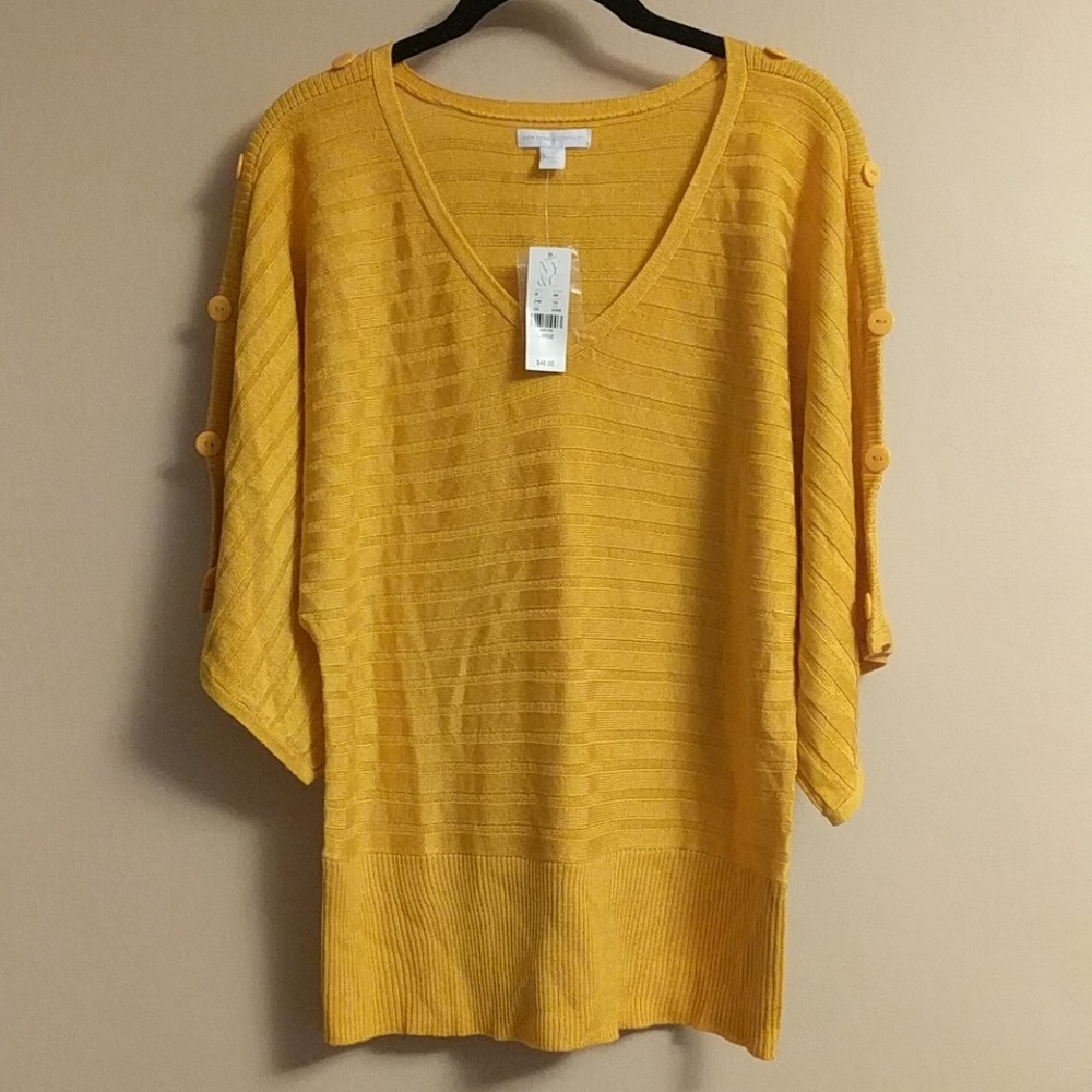 NWT New York and Company yellow wide sleeve top